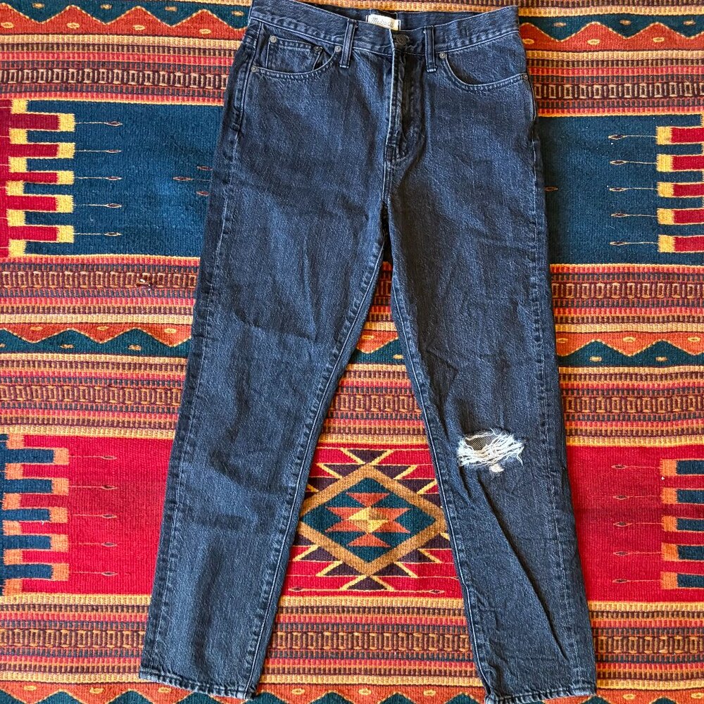 Madewell “Perfect Vintage Jean” Black Denim – Size 29, Knee Rip
